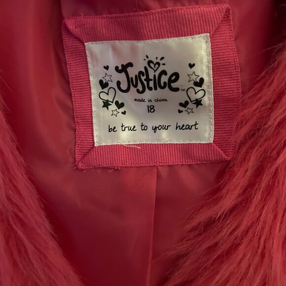 Justice Girl's Faux Fur Fushia Vest (Size 18) - Picture 2 of 2